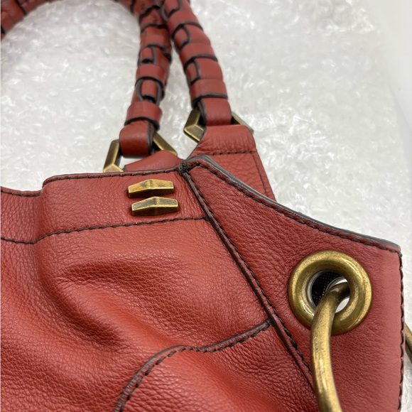 orYANY Red Leather Hobo Bag with Braided Handle - Picture 3 of 5